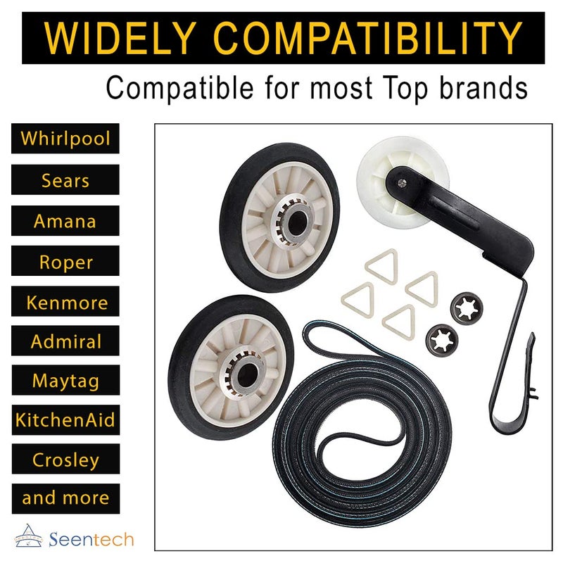 Seentech 4392065 Dryer Repair Kit With 349241T Drum Roller Kit, 691366 Idler Pulley 341241 Belt by Seentech - Exact fit for Whirlpool & Kenmore Dryers - Replaces AP3131942 AP3098345 AP6010582 WP691366 - Image 2